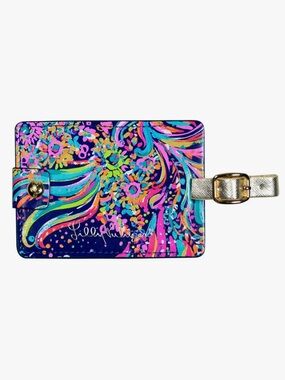 Lilly Pulitzer Leatherette Luggage Tag with Secure Strap in Beach Loot